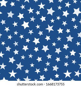 Seamless Stars Pattern On Trendy Blue Color Background