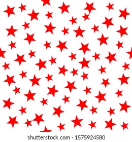 seamless stars pattern on white background, vector, red color 