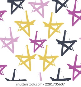 Seamless stars pattern. Vector illustration. Abstract decorative elements on white background. Great for backdrops decoration, cads, wallpaper, textile, fabric, wrappers, additions to the design, etc.