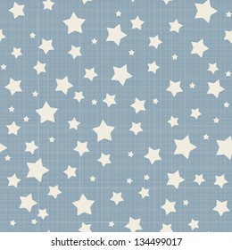 Seamless Stars Pattern. Vector Linen Texture.