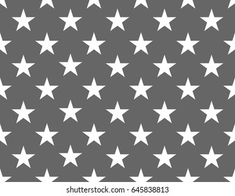 Seamless stars pattern. Vector monochrome background. American flag in style.