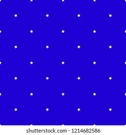 Seamless stars pattern vector. Yellow stars on blue background. Flat simple style for any web design or textile