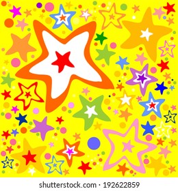 Seamless stars pattern in yellow. Vector Illustration 