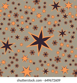 Seamless Stars Print in Brown ond Light Orange