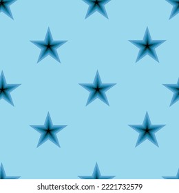 Seamless stars vector illustration. Pattern with 3d blue star. Creative design for wallpaper and print bed linen.