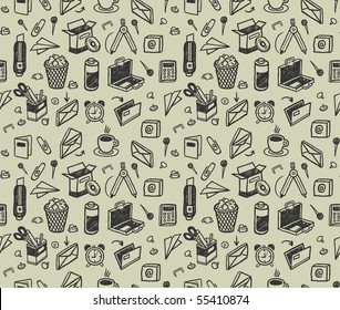 Seamless stationery pattern. Vector illustration.