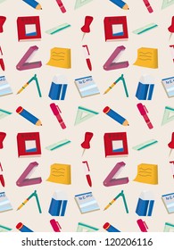 seamless stationery pattern,cartoon vector illustration