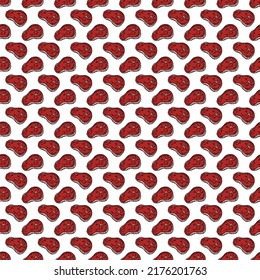 seamless steak pattern. vector doodle illustration with steak icon. pattern with meat