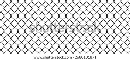 Seamless steel wire chain link fence vector pattern, realistic metal mesh background.