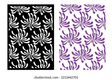 Seamless stencil with a floral pattern for decorating surfaces. Stencil template with aster silhouette.