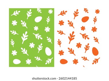Seamless stencil_background with chaotically arranged eggs and twigs. Easter background