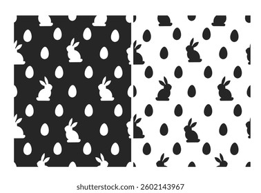 Seamless stencil_background with geometrically arranged eggs and bunnies. Easter background