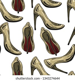 Seamless stiletto shoes pattern background