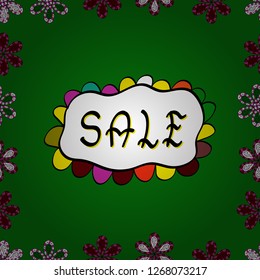 Seamless. Stock clearance banner, Sale Label. Illustration in green, white and black colors. Vector. Lettering.