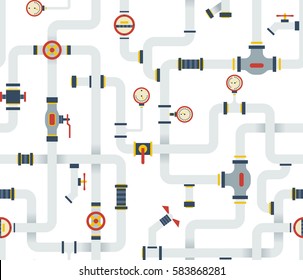 Seamless Stock vector ware pipes system pattern. Flat vector background.