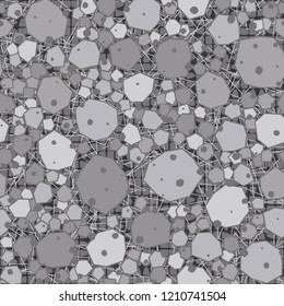 Seamless stone camouflage on the background of divided ovals and chaotic lines.