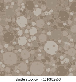 Seamless stone camouflage on a background of concentric and diagonally striped squares.