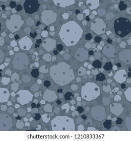 Seamless stone camouflage on the background of concentric shapes and five-pointed stars.