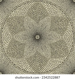 Seamless stone mosaic pattern, round repeating design 