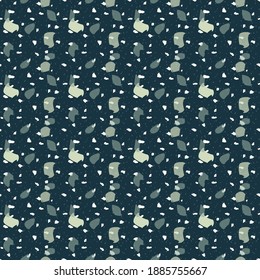 Seamless  stone terrazzo texture. Hand-drawn repeatable pattern in blue-grey colors . Surface pattern design for web and print use. Ideal for fabric and wrapping paper. 
