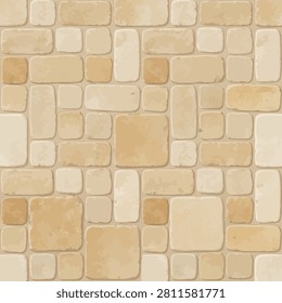 Seamless stone wall background vector with varied block shapes. Ideal for architectural renderings or rustic design projects.