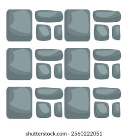 Seamless stone wall texture repeating with square and oblong stones for game user interface creation