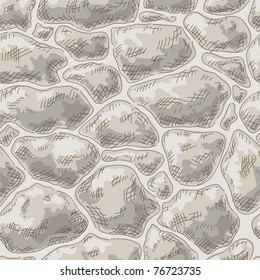 Seamless stone wall. Vector background. Hand-drawing.