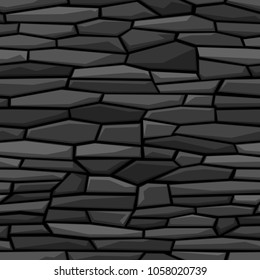 Seamless stones texture geometric pattern. Abstract modern background in monochrome black and grey colors.