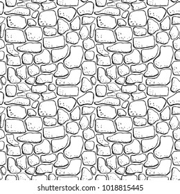Seamless stonework pattern/ Black and white stone wall texture/ Cobblestone pavement background