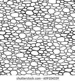 Seamless stonework pattern/ Black and white stone wall or pebble beach texture/ Cobblestone pavement background