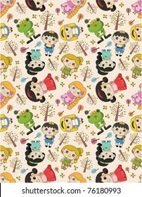 seamless story people pattern