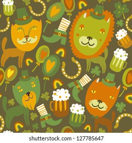 Seamless St.Patrick's day pattern with cats
