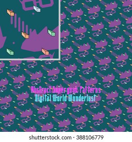 seamless strange abstract stylized digital pattern with geometric figures