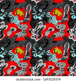 Seamless strange decorative pattern for design, textile, clothes.