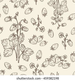 Seamless strawberries. hand drawn