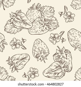 Seamless with strawberries. hand drawn