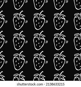Seamless strawberries pattern. Doodle vector with strawberries icons. Vintage strawberries pattern, sweet elements background for your project, menu, cafe shop.