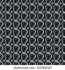 Seamless strawberries pattern. Doodle vector with red strawberries icons. Vintage strawberries pattern