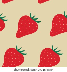Seamless strawberries pattern. Hand drawn vector background