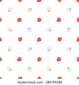 Seamless strawberries pattern.  Small  strawberries on white background.  Vector illustration