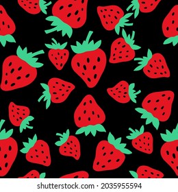 Fondo De Fresa Sin Precedentes. Patrón de fresa abstracta a mano sin costuras para la tipografía, los textiles o el diseño de embalajes. Patrones de fresa. Material vectorial. Ilustración vectorial.