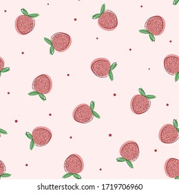 Seamless strawberry berry vector fabric pattern textile ornament background abstract 