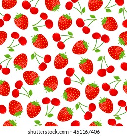 Seamless Strawberry Cherry Pattern Stock Vector (Royalty Free ...