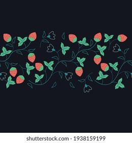 Borde vectorial decorativo de fresa sin foco