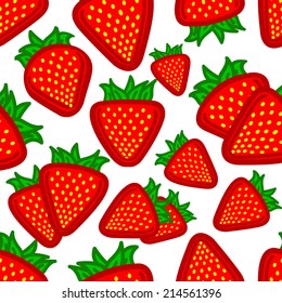 Seamless Strawberry Fruit Background for Wallpapers and Packaging. Filled Shapes