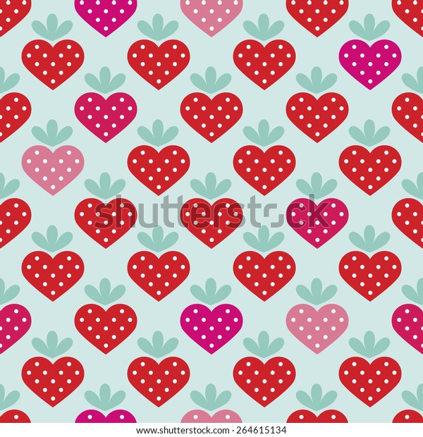 Seamless Strawberry Fruit Heart Polka Dot Stock Vector (Royalty Free ...