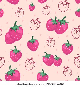 Seamless Strawberry Fruit Pattern Background