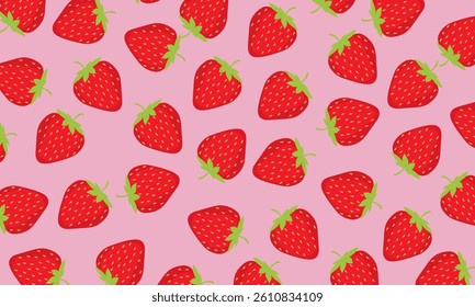 Seamless Strawberry Pattern. Strawberry  background. strawberries repeatable background. Design for wrapping paper, fabric, backdrop, wallpaper. Fruit graphic element, tile decoration.