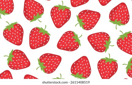 Seamless strawberry pattern. strawberry background. Summer fruit vector seamless pattern perfect for textile, background, wallpaper, wrapping paper and so on.