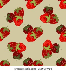 Seamless strawberry pattern, bright strawberry pink background.